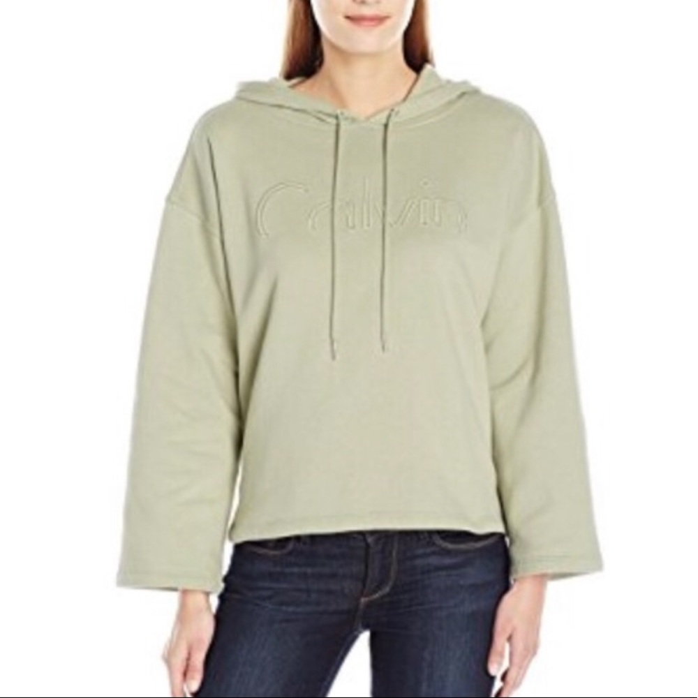 Calvin Klein Jeans Boxy Green Hooded Sweatshirt
